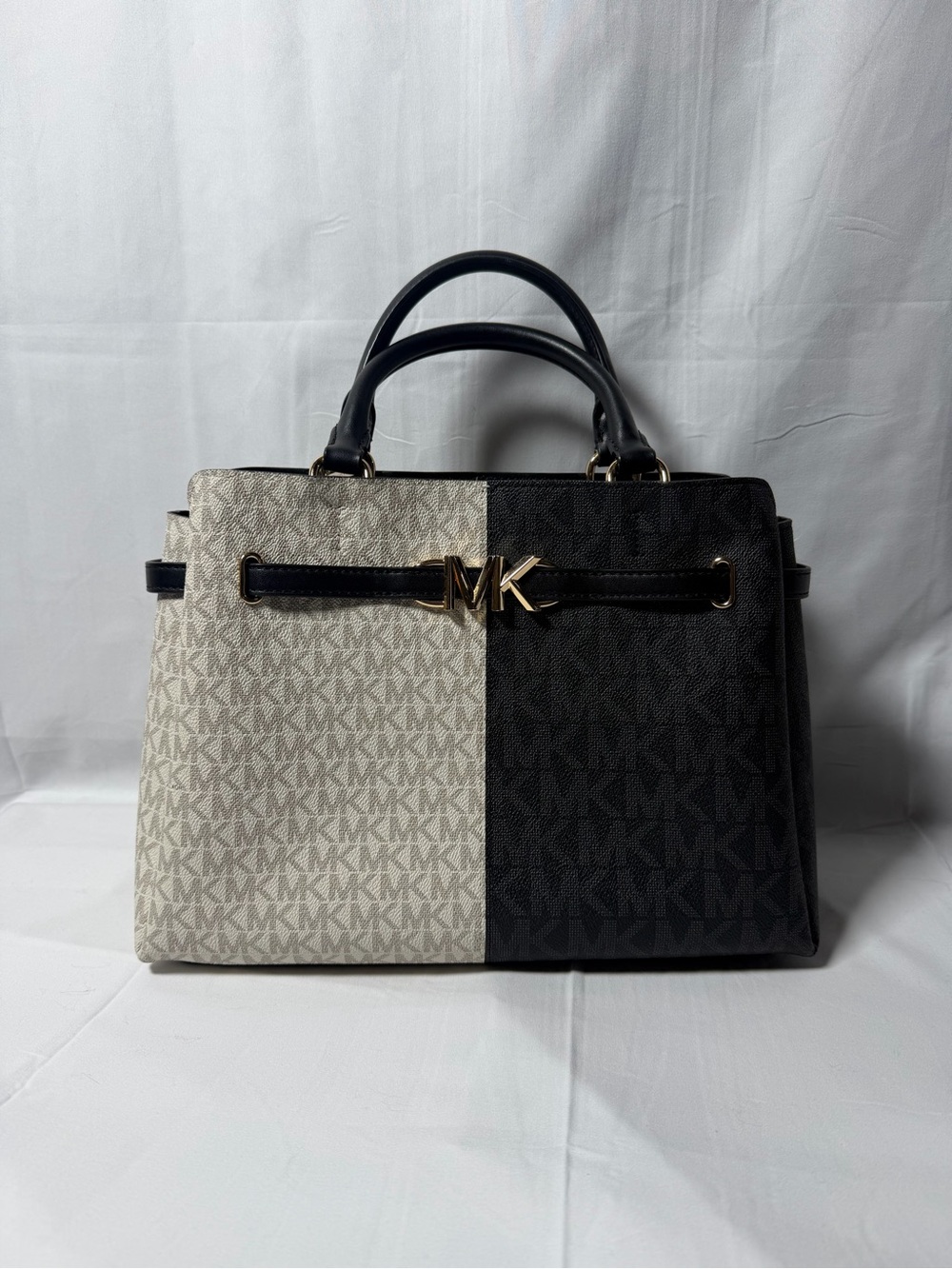 Michael Kors Black & Cream Signature Two-Tone Satchel